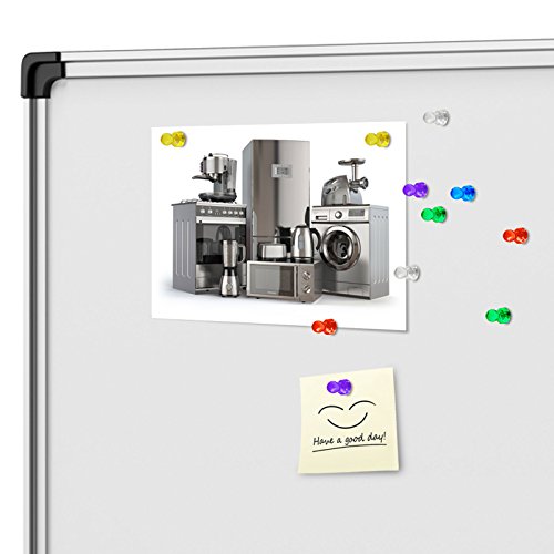 Push Pin Magnete | im praktischen Set (10, 30, 60 oder 120 Stück) | starke Neodym Magnete für Magnettafel, Whiteboard, Kühlschrank etc. | viele Farben wählbar (120 Stück – je 20x Transparent, Blau, Gelb, Lila, Grün, Orange) - 3