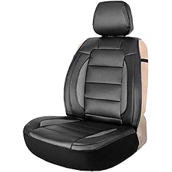 Leader Accessories Platinum Universelle Housse de Siège en Cuir sans côté Coussin Protecteur de Siège de Bache Auto Voiture,Noir/Gris(Seul/ x1)