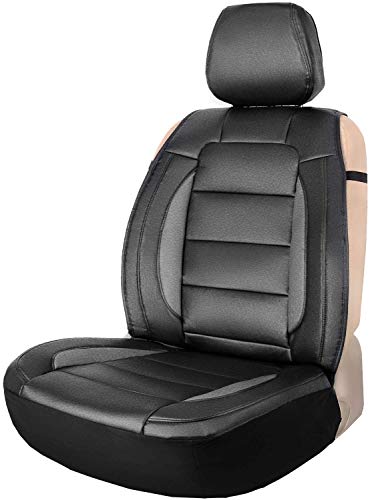 Leader Accessories Platinum Universelle Housse de Siège en Cuir sans côté Coussin Protecteur de Siège de Bache Auto Voiture,Noir/Gris(Seul/ x1)