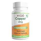 Wild Essentials Copper 2mg HIGH Potency Supplement. Benefits Nervous System Function, Immune System, Copper Helps Form Collagen Supporting Scar Treatment. 100% Vegetarian Capsules 90 Tablets