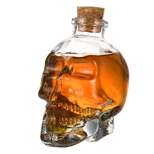 Uarter Skull vetro vino decanter multiuso whiskey decanter creative Vodka bottiglia, 180 ml, colore trasparente