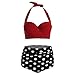 Price comparison product image Bikini Sets for Women, HotsellWomen's Swimsuit Vintage Polka Dot High Waisted Bikini Halter Ladies Swimming Costume Push Up Bathing Suits Backless Beachwear Wine