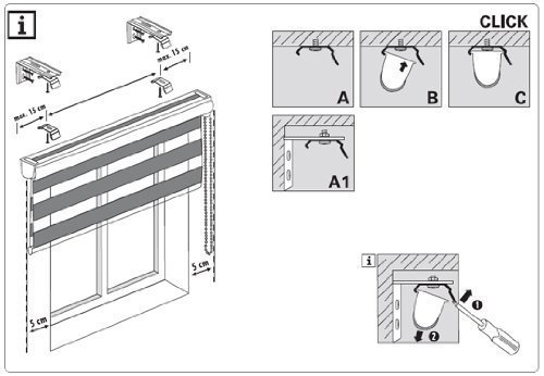 Doppelrollo 160 cm breit x 250 cm Lang | Farbe weiß | mit geschlossener Kasette | breite Beschwerung | Kettenzug | Wand oder Deckenmontage möglich - 3