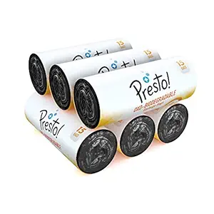 Presto! Oxo-Biodegradable Garbage Bags, Large (24 x 32 inches) - 15 bags/roll (Pack of 6, Black)