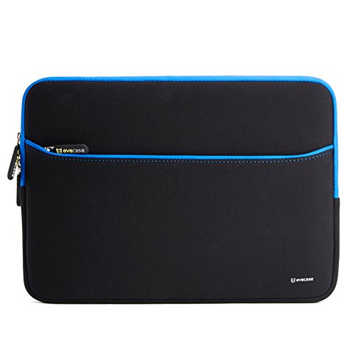 Evecase 13,3 Zoll Schutzhülle, Ultra-dünn, gepolstert, kompakt, Neopren Hülle mit Accessoirefach für Ultrabooks / Tablets / Laptop / Notebook / Chromebook – schwarz / blau - 2
