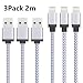 Produktbild IPhone Ladekabel Lightning USB Kabel 3Pack (3*2m) Apple Kabel Datenkabel für iPhone X/ 8/7/7 Plus/6S/6S plus/6/6 Plus/5S/5C/5, iPad Air/Air 2, iPad mini/2/3/4, iPad 4 und mehr Geräte -- Aluminium Anschluss-- (Weiß)