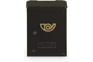 Amig - Buzón de Correos Exterior Tamaño Mini - Fabricado en Acero Aleado - Medida: 29,5 X 21 X 6,2 cm - Recibe el Correo de Forma Segura - Fácil Instalación - Incluye 2 Llaves - Color: Negro