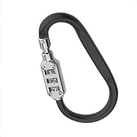 Fontee Baby Stroller Hooks Buggy Clips Aluminum Alloy Locking Fast Hang Buckle Hook D-Shaped with Password Lock Black