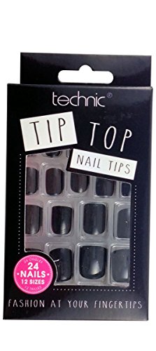 Technic Pack Of 24 Tip Top False Nail Tips-Black