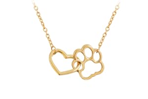ShiQiao Spl Paw Print Necklace for Women Love Heart Necklace Dog Pet Memorial Gifts for Daughter Best Friend Birthday Christmas Gifts Silver Gold Necklace