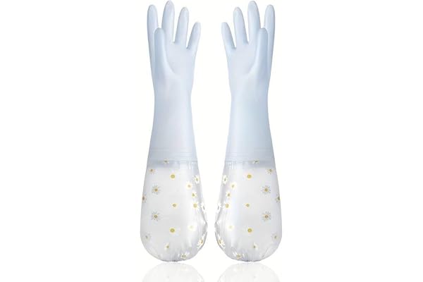 Eopzo Latex Reusable Heavy Duty Hand Gloves For Dishwashing Gardening Kitchen Cleaning Non-Slippery & Durable Long Elbow Length 1 Pair (Blue, Pack Of 2)