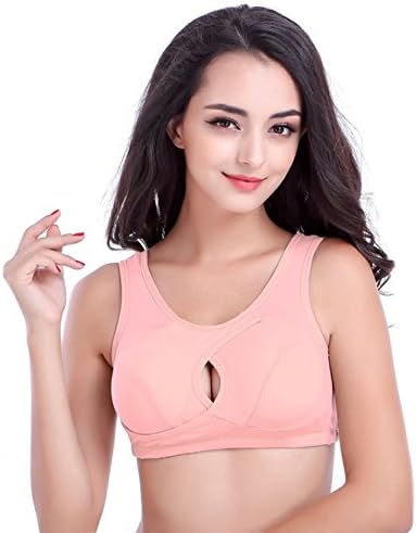 JFIN Women's T-Back Sport Bra Spandex Active Front Zipper Blue Pro Indy,Pink-M