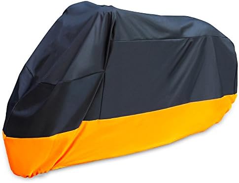 Motorbike cover, Lnkey Nylon 190T Waterproof Motocycle Cover, Windproof Motorcycle Shelter with Lock-hole and Storage Bag for Indoor Outdoor Dust Rain UV Protection (245 X 105 X 125 CM)