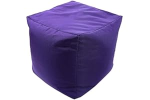 Artistic Fashionista* New Waterproof Square Cube Bean Bag Indoor Outdoor Garden Footstool Rest Seat Pouffe Ottoman Beanbag 40x40x40 cm (Purple)
