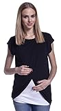 Happy Mama. Damen Umstandsmoden Top Stillshirt Lagendesign Wickeln-Schicht. 448p - 2