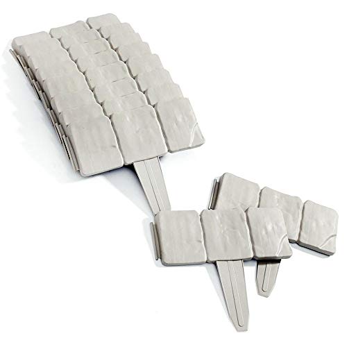 Soldela  ® - Set di 10 Moduli per Bordatura da Giardino, Effetto Pietra, 2,5 m, lineare, in plastica Resistente