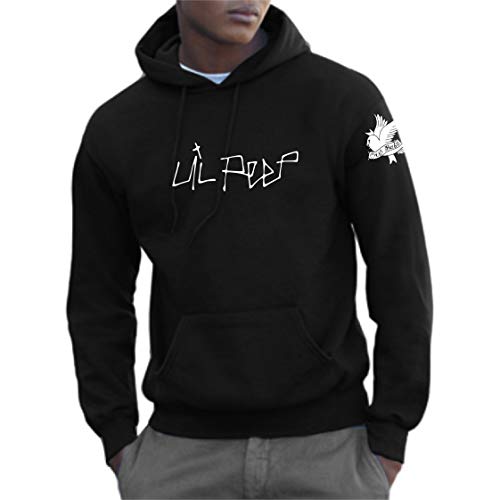 bemode Felpa Uomo Cappuccio Lil Peep Cry Baby (S, Nero)