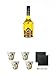 Produktbild Licor 43 Cuarenta y Tres Likör 0,7 Liter + Licor 43 Orochataglas ohne Eichstrich 2 Stück + Licor 43 Orochataglas ohne Eichstrich 2 Stück + Schiefer Glasuntersetzer eckig ca. 9,5 cm Ø 2 Stück