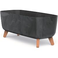 Blumentopf Betonoptik Mit Füßen – 23x23x19 Cm, Anthrazit, Inkl. Pflanzeinsatz, Für Indoor & Outdoor