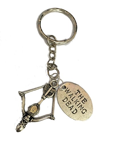 STRASS & PAILLETTES Portes clés Daryl Dixon inspiré de The Walking Dead. Arbalète et médaille TWD