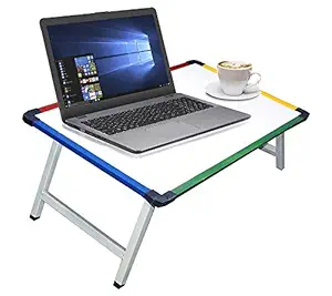 VMS OfficeBuddy Multi Purpose Foldable Laptop Study Writing Bed Breakfast Tray Table for Kids with Whiteboard Paper Holding Clip-(61 x 40.5 x 24 cm)