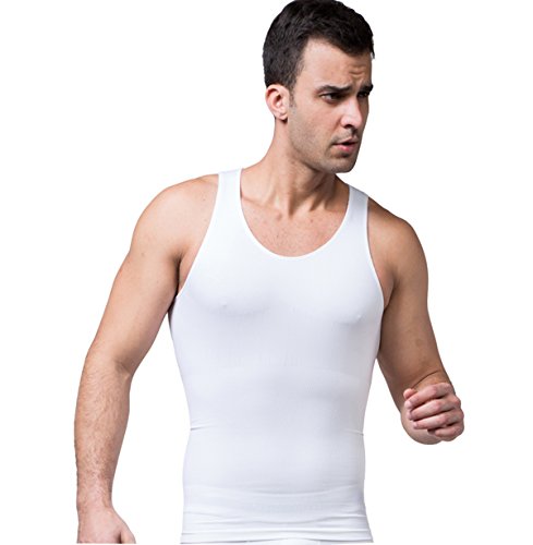 FEOYA Chaleco sin Costrua con Faja Reductora para Hombre Absorción de Sudor Suave Shapewear Body para Boda Fiesta Vida Cotidiana - Blanco - XL