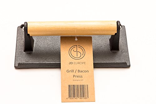 Gusseiserne Burgerpress Rechteckige Form Gewicht von 1 kg 20cm x 10cm x 7cm - 2