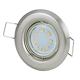 Lieferumfang: 1x Kleiner Einbauspot, Farbe: Edelstahl gebürstet | 1x GU10 230Volt Lampenfassung | 1x GU10 230Volt 2,2Watt LED warmweiss