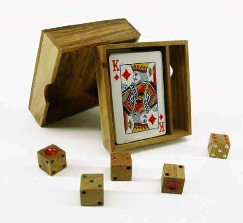 Wooden Card Box Including High Quality Cards and Handmade Wooden Dice by Monkey Pod Games