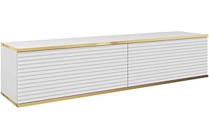 MUEBLES SLAVIC Mobile TV Oro 135 cm a Sospensione, Vari Colori, Mobili da Soggiorno, Stile Moderno (Bianco II)