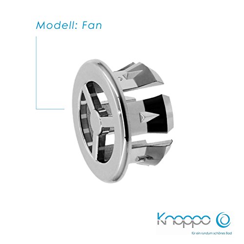 KNOPPO® Waschbecken Überlauf Abdeckung, Überlaufblende – Fan (6 verschiedene Design-Modelle) chrom - 2