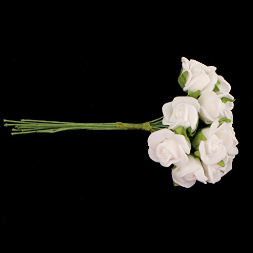 Gazechimp Blumenstrauß / 100Pcs Mini Künstliche Rosen Rosenköpfe Blumen Hochzeit Vase Tisch Dekor – Weiß, 10cm - 7