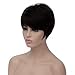 Aicos Pixie Cut Trendy Straight Side Bang Black Short Heat Resistant Synthetic Women's Wig