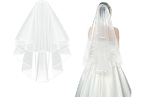 CICILIAYA Brautschleier, Schleier kurz Bridal Tüll mit Kamm Tüll Braut Hochzeit Kurzer Schleier Ribbon Edge Brautschleier für JGA Junggesellinnenabschied Hochzeit Schleier Hen Party