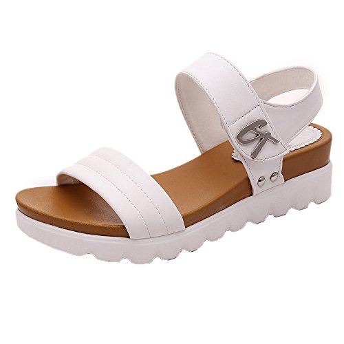 Sandalias de Verano de Mujer Sandalias de Moda Plana Envejecida Zapatos cómodos de señoras Zapatillas Planos Casual de Playa niña Sandalias de Vestir Mujeres Calzado Zapatos al Aire Libre