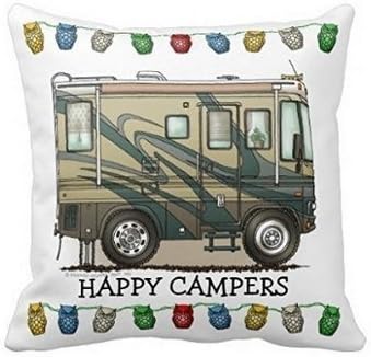 Christams Jewelry Gifts Cute Rv Vintage Glass Egg Camper Travel Trailer Pillow Home Style Cotton Decorative Couple Throw Pillow Cover Cushion Case Couple Pillow Case (Big RV Coach Motorhome Pillow)