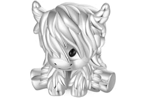 GNOCE Scottish Highland Cow Charm Sterling Silver Charm Bead for Women Girls Wife Daughter Jewelry Gift