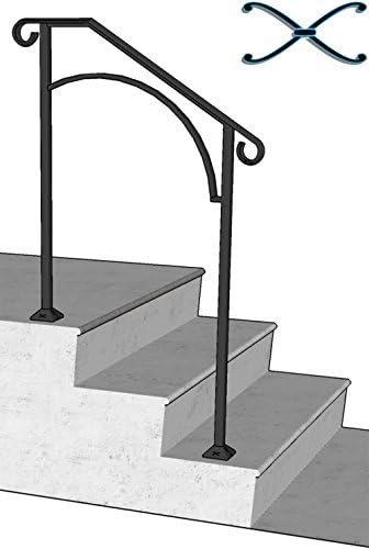 DIY Iron X Handrail Arch #2 Fits 2 or 3 Steps by Iron X Handrail