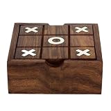 Holzspielzeug Aus Indien - Solitaire Und Tic Tac Toe - Zwei Spiele In Einem 11,43 Cm