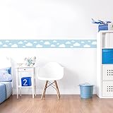 lovely label Bordüre selbstklebend WOLKEN BLAU – Wandbordüre Kinderzimmer / Babyzimmer mit Wolken in versch. Farben – Wandtattoo Schlafzimmer Mädchen & Junge, Wanddeko Baby / Kinder - 2