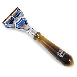 The Executive Shaving Company Faux Horn Razor and Brush Shaving Set Compatible with Fusion Blades - Image 3