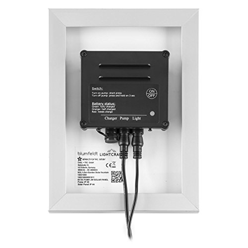 Blumfeldt Zen Garden Zierbrunnen Gartenbrunnen (2 Watt Solarpanel, 3,7 V / 2000 mAh Lithium-Ionen Akku, Basaltoptik, LED-Beleuchtung) schwarz - 6