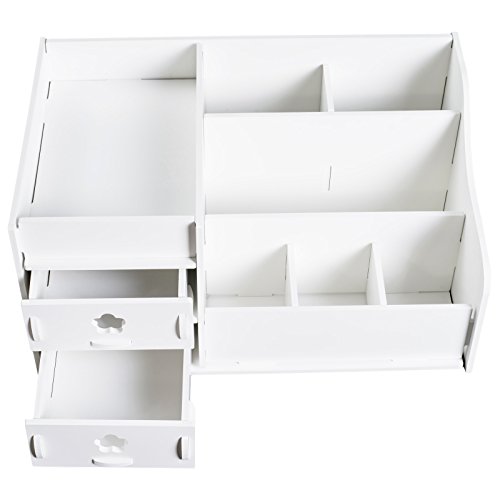 TOP-MAX DIY Desktop-Box Makeup Kosmetik Organizer Holz Schubladen Halter Aufbewahrung Box Schichten Schubladen Jewelry Weiß - 5