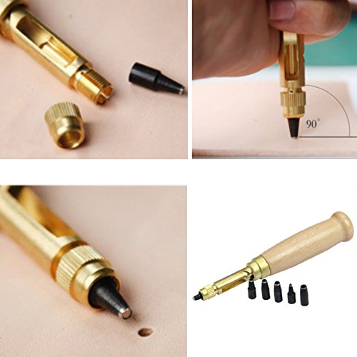 Hrph Automatische Gurte stanzen auswechselbare lange stumme Rotary Stanzen Stanzer Leather Craft Tools + 6pcs Tipps