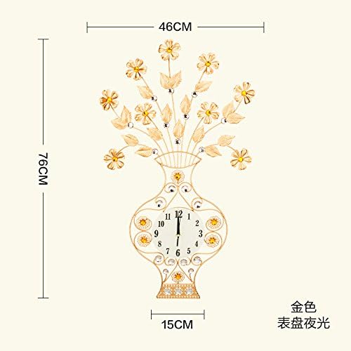 Quietness @ Modern Colorful Creative Silent Non-ticking Wall Clock Continental idyllic /20 inch/ Gold) (pos glow-in-the- (Aspect 76*46CM)