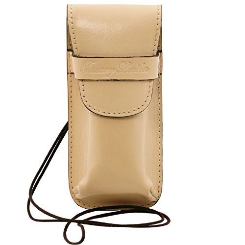 Preisvergleich Produktbild Tuscany Leather Exklusives Brillenetui aus Leder / Smartphone Etui aus Leder Beige Lederaccessoires für Freizeit