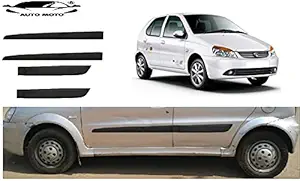 AUTOMOTO Side Door Beading Door Cladding Protector Full Black Color Compatible for Tata Indica Set of 4