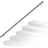 Ikodm Corrimano in acciaio inox, ringhiera da parete, 200 cm, Ø 42 mm, per esterni e interni, con supporti a parete, material