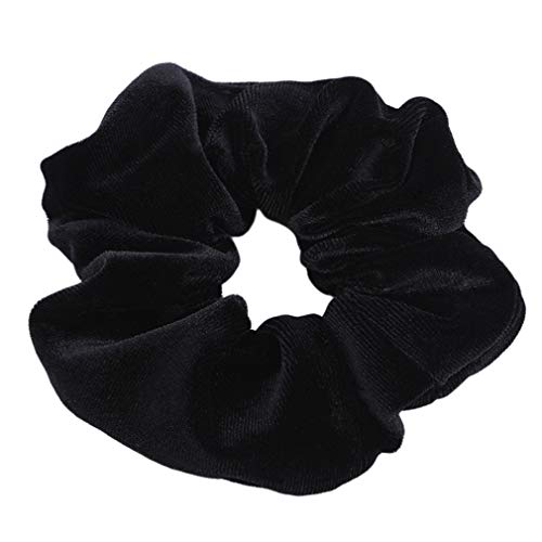 Jixing 1 Piece Hair Scrunchies Samt Haargummis Haargummis Haargummi Pferdeschwanz Halter für Frauen und Mädchen, schwarz, Durchmesser 12 cm