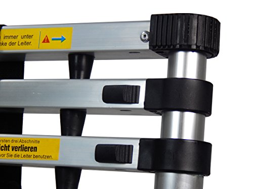 King Ladder 2,6 Meter Teleskopleiter mit Fingerklemmschutz und Standfuß, Anlegeleiter, Aluleiter, ausziehbare Leiter, Mehrzweckleiter - 5